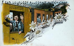 Pohlednice s upomínkovým pozdravem, cca 1900 (barevné lito) od German School