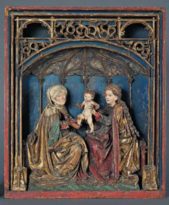 Svatá Anna, Marie a Ježíšek (Anna Selbdrift) Horní Rýn, kolem 1515 (polychromované dřevo a zlacení)
