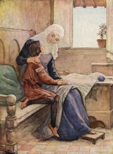 Svatý František a jeho matka (barevná litografie) od German School