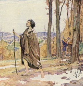 Svatý František na cestě do Gubbia (barevná litografie) od German School