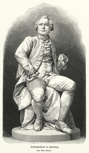 Socha v Hamburku od Fritze Schapera německého dramatika a filozofa Gottholda Ephraima Lessinga (litho) od German School