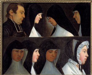 Studie postulantek a novic Řádu sv. Benediktinů (Řád benediktinů) Malba německé školy 19. století. Roanne, musee Joseph Dechelette - Studie náboženských postulantů a noviců Řádu svatého Benedikta (s t od German School