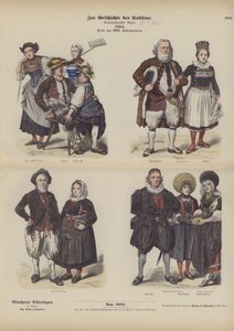 Švýcarský kroj, konec 18. století (barevná rytina) od German School