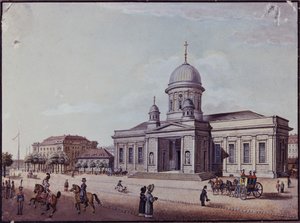 Zámek a katedrální kostel, Berlín (olej na kartě) od German School