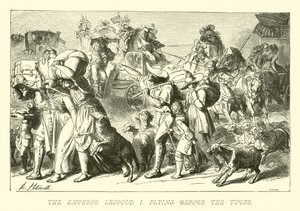 Císař Leopold I. letící před Turky od German School