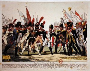Konec Napoleona (1769-1821) jako generál v roce 1815 (barevné lito) od German School