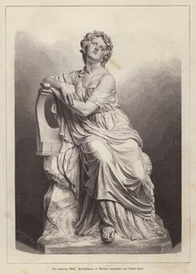 Truchlící múza, mramorová socha od německého sochaře Roberta Cauera staršího (rytina) od German School