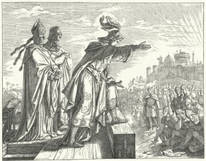 Císař Svaté říše římské Otto III obviňuje Římany z neloajality (rytina) od German School