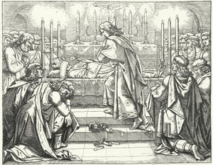 Císař Svaté říše římské Ota III. u hrobu svatého Vojtěcha Pražského (rytina) od German School