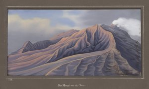 Severní strana Merapi při pohledu z 4686 stop, listopad 1836, pl.VII z Topographischer und Naturwissenschaftlicher Atlas zur Reise durch Java, od Dr. Paní Junghuhn, Magdeburg, 1845 (barevně lit od German School