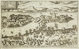 Město Tokay, které Herr Schwendi získal od Turků v roce 1565, ilustrace z knihy o osmanských taženích v Evropě, vyryl Paul Furst (asi 1605-66) od German School