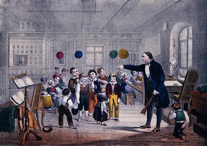 The Village Schoolmaster, kolem roku 1850 (barevné lito) od German School