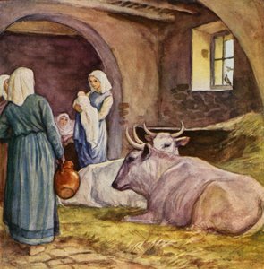 Narození svatého Františka (barevná litografie) od German School