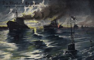 Blokáda Anglie, 1. světová válka (barevná litografie) od German School