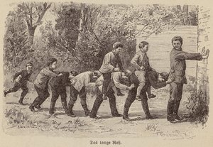 Hra na dlouhého koně (rytina) od German School