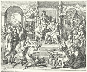 Sňatek Ataulfa, krále Vizigótů, a Gally Placidie, dcery římského císaře Theodosia I., 414 (rytina) od German School