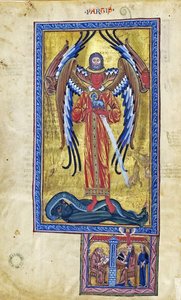 Theophany of Divine Love (Vision from Book of Divine Works), c.1220-30 (kvaš na pergamenu) od German School