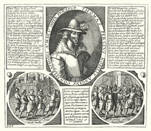 Thomas Percy, jeden ze spiklenců za spiknutí střelného prachu (rytina) od German School