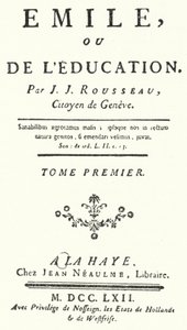 Titulní list z prvního vydání Emile od Jean-Jacques Rousseau, vydaného v roce 1762 (rytina) od German School