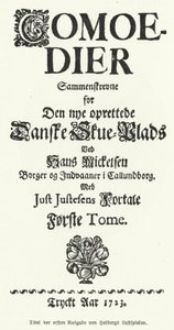 Titulní strana komedií dánsko-norského dramatika, filozofa a historika Ludviga Holberga od German School