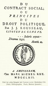Titulní strana prvního vydání Společenské smlouvy od Jean-Jacquese Rousseaua od German School