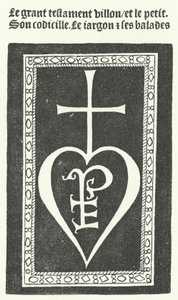 Titulní strana prvního vydání básní francouzského básníka Francoise Villona, tisk Pierre Levet v Paříži v roce 1483 (rytina) od German School
