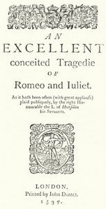 Titulní strana prvního kvartového vydání Shakespearova Romea a Julie (rytina) od German School