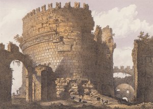 Hrobka Caecilia Metella, Řím (barevná litografie) od German School