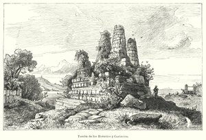 Hrob Horatii a Curiatii, bojovníci starověké římské legendy (litho) od German School