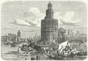 Torre del Oro, Sevilla, Španělsko (rytina) od German School