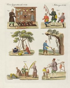 Obchody, umění a ruční práce v Číně (barevné rytí) od German School