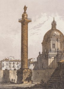 Trajánův sloup, Řím (barevná litografie) od German School