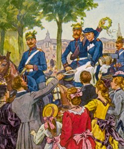 Truppenheimkehr / Návrat jednotek (barevná litografie) od German School