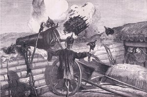 Vyzkoušení dosahu nepřátel, Cassells History of the War between France and Germany vydané Cassell and Company Limited, kolem roku 1890 (litho) od German School