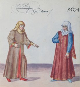 Dvě židovské ženy, cca 1600 (wc na papíře) od German School