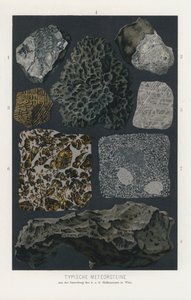 Druhy meteoritů (barevné lito) od German School