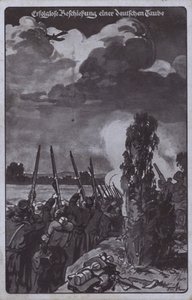 Neúspěšný pokus o sestřelení německého letadla, 1. světová válka (litografie) od German School