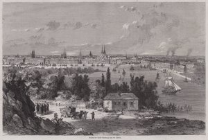 Pohled na Bordeaux, Francie (rytina) od German School