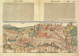Pohled na město Řím, z Norimberské kroniky od Hartmanna Schedela (1440-1514) 1493 od German School