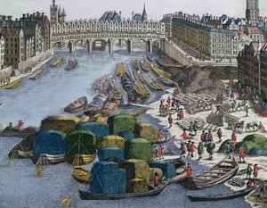 Pohled na Wheat Port a Pont au Change při pohledu proti proudu od German School