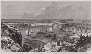 Pohled na přístav Dieppe, Normandie, Francie (rytina) od German School