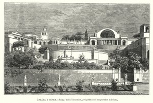 Vila římského císaře Hadriána, Tivoli, Itálie (litho) od German School
