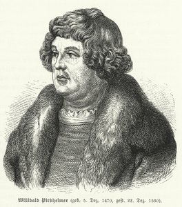 Willibald Pirckheimer, německý renesanční právník, autor a humanista a přítel Albrechta Durera (rytina) od German School