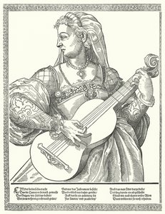 Žena hrající na kytaru (rytina) od German School