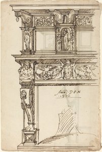 Palácový krb s Merkurem a nadějí [recto] od German or Austrian 16th Century