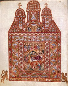 Nativní miniatura kodexu Egberta (Codex Egberti) ze školy v Reichenau. cca 980 Cividale del Friuli, Museo Archeologico nebo Cathedrale de Cividale od German School
