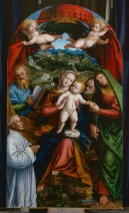 Madonna s dítětem a svatá Marta, svatý Jakub, svatý Josef a dárce, kolem roku 1543 (olej na panelu)