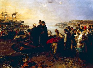 Boarding of the Thousand at Quarto, circa 1860, Gerolamo Induno (1825-1890), olej na plátně