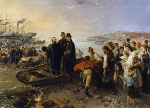 Garibaldi s Tisíc odlétá z Quarto (Genes) do Marsala (Sicílie) v roce 1870, n. d (olej na plátně)