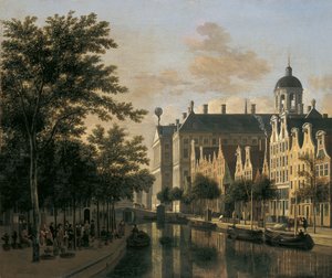 Nieuwezijds Voorburgwal s květinovým trhem, Amsterdam
